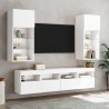 Unités murales TV avec LED 5 pcs blanc bois d'ingénierie 616795616795