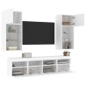 Unités murales TV avec LED 5 pcs blanc bois d'ingénierie 616795616795