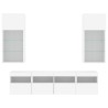Unités murales TV avec LED 5 pcs blanc bois d'ingénierie 616795616795