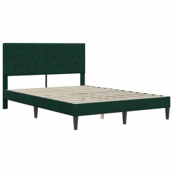 Cadre de lit avec matelas Vert foncé 140 x 200 cm Velours 616803616803