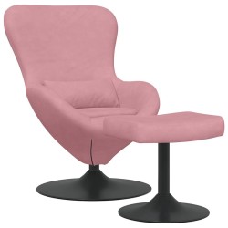 Chaise Œuf avec Pouf Rose Velours 616806616806