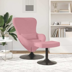 Chaise Œuf avec Pouf Rose Velours 616806616806