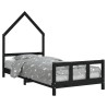 Cadre de lit pour enfants noir 90x190 cm bois de pin massif 616807616807