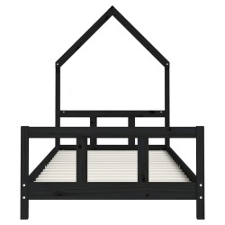 Cadre de lit pour enfants noir 90x190 cm bois de pin massif 616807616807