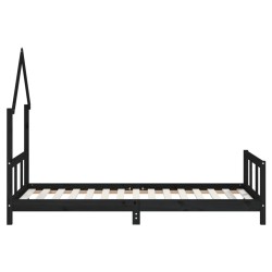 Cadre de lit pour enfants noir 90x190 cm bois de pin massif 616807616807
