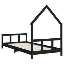 Cadre de lit pour enfants noir 90x190 cm bois de pin massif 616807616807