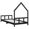 Cadre de lit pour enfants noir 90x190 cm bois de pin massif 616807616807