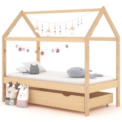 Cadre de lit pour enfant et un tiroir bois pin massif 80x160 cm 616809616809