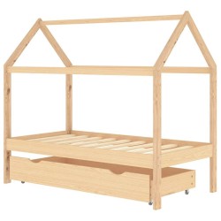Cadre de lit pour enfant et un tiroir bois pin massif 80x160 cm 616809616809