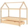 Cadre de lit pour enfant et un tiroir bois pin massif 80x160 cm 616809616809