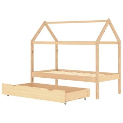 Cadre de lit pour enfant et un tiroir bois pin massif 80x160 cm 616809616809