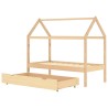 Cadre de lit pour enfant et un tiroir bois pin massif 80x160 cm 616809616809
