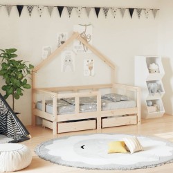 Cadre de lit enfant avec tiroirs 70x140 cm bois de pin massif 616811616811