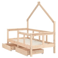 Cadre de lit enfant avec tiroirs 70x140 cm bois de pin massif 616811616811