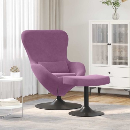 Chaise Œuf avec Pouf Violet Velours 616812616812