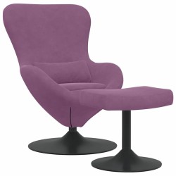 Chaise Œuf avec Pouf Violet Velours 616812616812