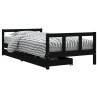 Cadre de lit d'enfants tiroirs noir 90x190cm bois de pin massif 616813616813