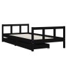 Cadre de lit d'enfants tiroirs noir 90x190cm bois de pin massif 616813616813