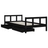 Cadre de lit d'enfants tiroirs noir 90x190cm bois de pin massif 616813616813