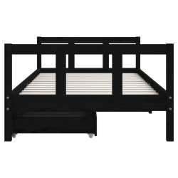 Cadre de lit d'enfants tiroirs noir 90x190cm bois de pin massif 616813616813