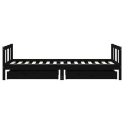 Cadre de lit d'enfants tiroirs noir 90x190cm bois de pin massif 616813616813