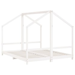 Cadre de lit d'enfant blanc 2x(80x200) cm bois de pin massif 616814616814