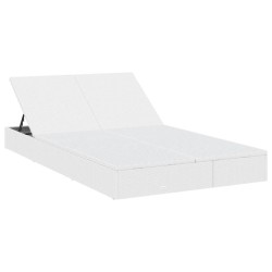 Chaise longue à 2 places avec coussins blanc résine tressée 616818616818