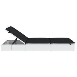 Chaise longue à 2 places avec coussins blanc résine tressée 616818616818