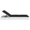 Chaise longue à 2 places avec coussins blanc résine tressée 616818616818