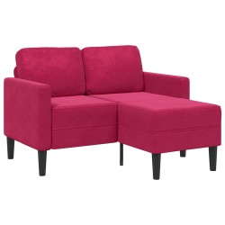 Canapé 2 places avec méridienne en L rouge bordeaux 125 cm 616819616819