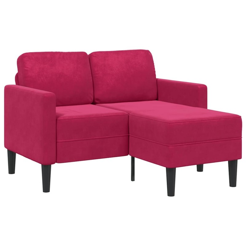 Canapé 2 places avec méridienne en L rouge bordeaux 125 cm 616819616819