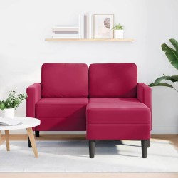 Canapé 2 places avec méridienne en L rouge bordeaux 125 cm 616819616819