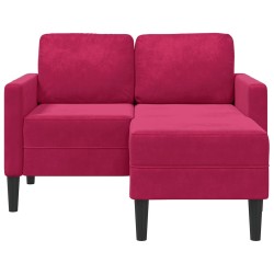 Canapé 2 places avec méridienne en L rouge bordeaux 125 cm 616819616819