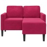 Canapé 2 places avec méridienne en L rouge bordeaux 125 cm 616819616819