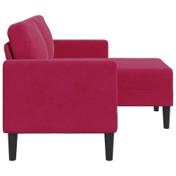 Canapé 2 places avec méridienne en L rouge bordeaux 125 cm 616819616819