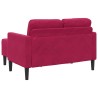 Canapé 2 places avec méridienne en L rouge bordeaux 125 cm 616819616819