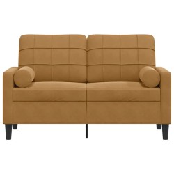 Canapé 2 places avec oreillers décoratifs brun 120 cm velours 616822616822