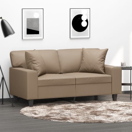 Canapé 2 places avec oreillers cappuccino 120 cm similicuir 616823616823