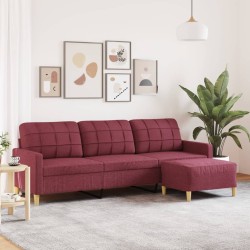 Canapé à 3 places avec repose-pieds Rouge bordeaux 210 cm Tissu 616827616827
