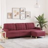 Canapé à 3 places avec repose-pieds Rouge bordeaux 210 cm Tissu 616827616827