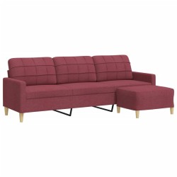 Canapé à 3 places avec repose-pieds Rouge bordeaux 210 cm Tissu 616827616827