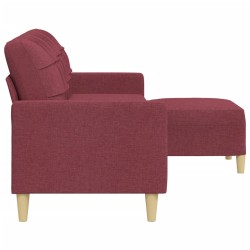Canapé à 3 places avec repose-pieds Rouge bordeaux 210 cm Tissu 616827616827