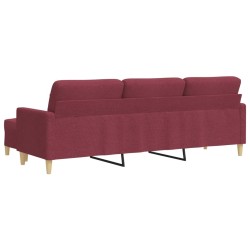 Canapé à 3 places avec repose-pieds Rouge bordeaux 210 cm Tissu 616827616827