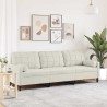 Canapé 3 places avec oreillers décoratifs crème 210 cm velours 616828616828