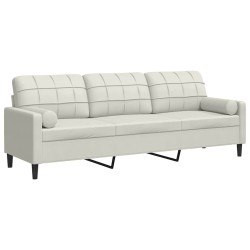 Canapé 3 places avec oreillers décoratifs crème 210 cm velours 616828616828