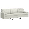 Canapé 3 places avec oreillers décoratifs crème 210 cm velours 616828616828
