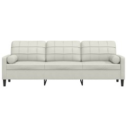 Canapé 3 places avec oreillers décoratifs crème 210 cm velours 616828616828