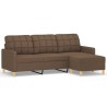 Canapé à 3 places avec repose-pieds Marron 180 cm Tissu 616831616831