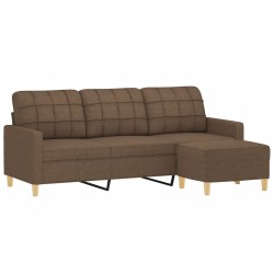 Canapé à 3 places avec repose-pieds Marron 180 cm Tissu 616831616831