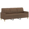 Canapé à 3 places avec repose-pieds Marron 180 cm Tissu 616831616831